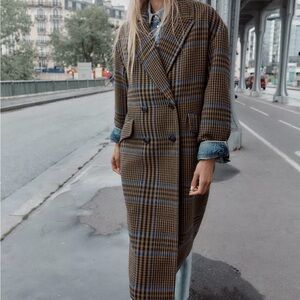 Zara Plaid Oversized Coat NWT